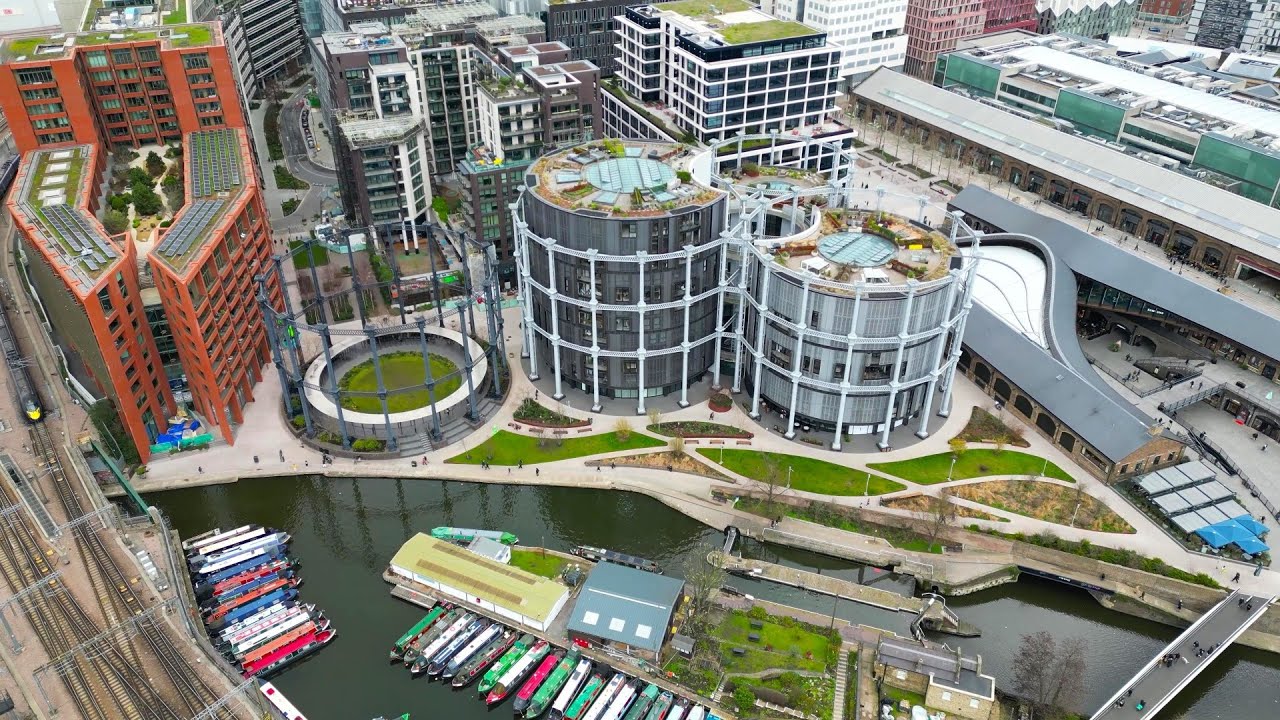 [4K] King's Cross St Pancras | Gasholder Apartments | Coal Drops Yard | London by Drone