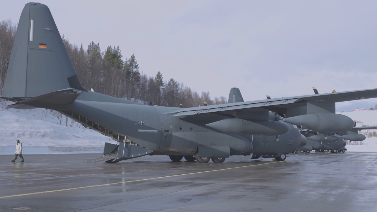 U.S. Marines board a German-French BATS Flight at Bardufoss Airport