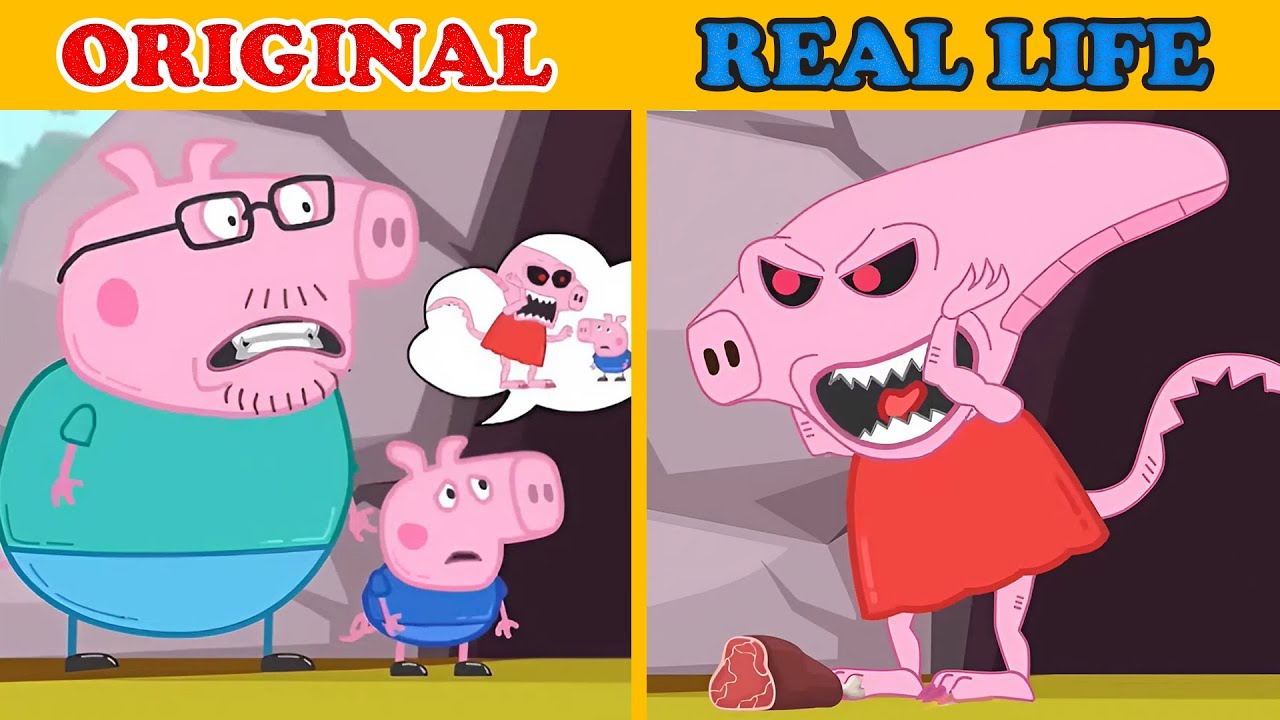 Daddy and George Pig Find a Secret Cave ! - Peppa Pig Original vs Real life | Peppa Pig Animation
