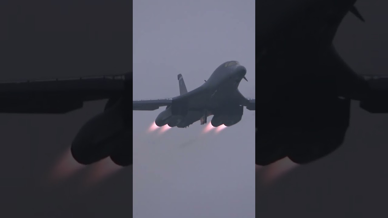 Early morning quick climb departure by B-1B Lancer at RAF Fairford - 24th October 2023