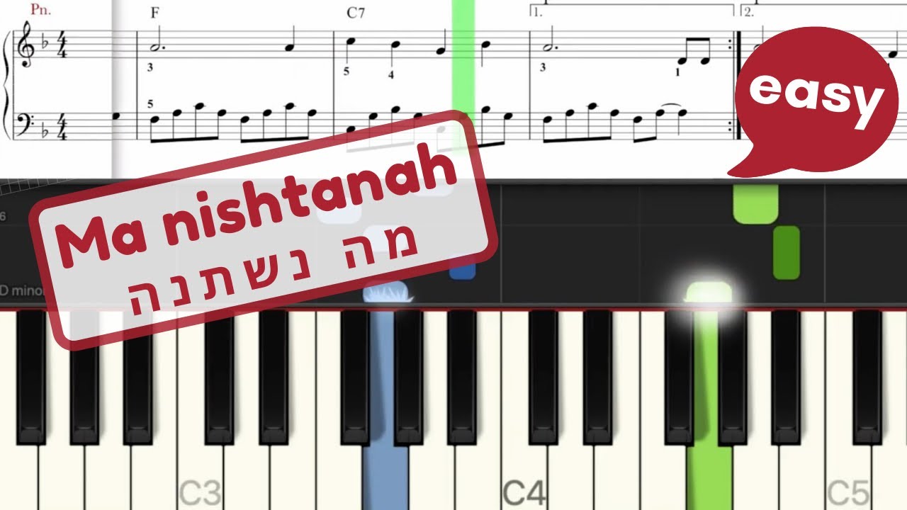 MA NISHTANA. Pesach song. Jewish Piano tutorial. איך לנגן את מה נשתנה