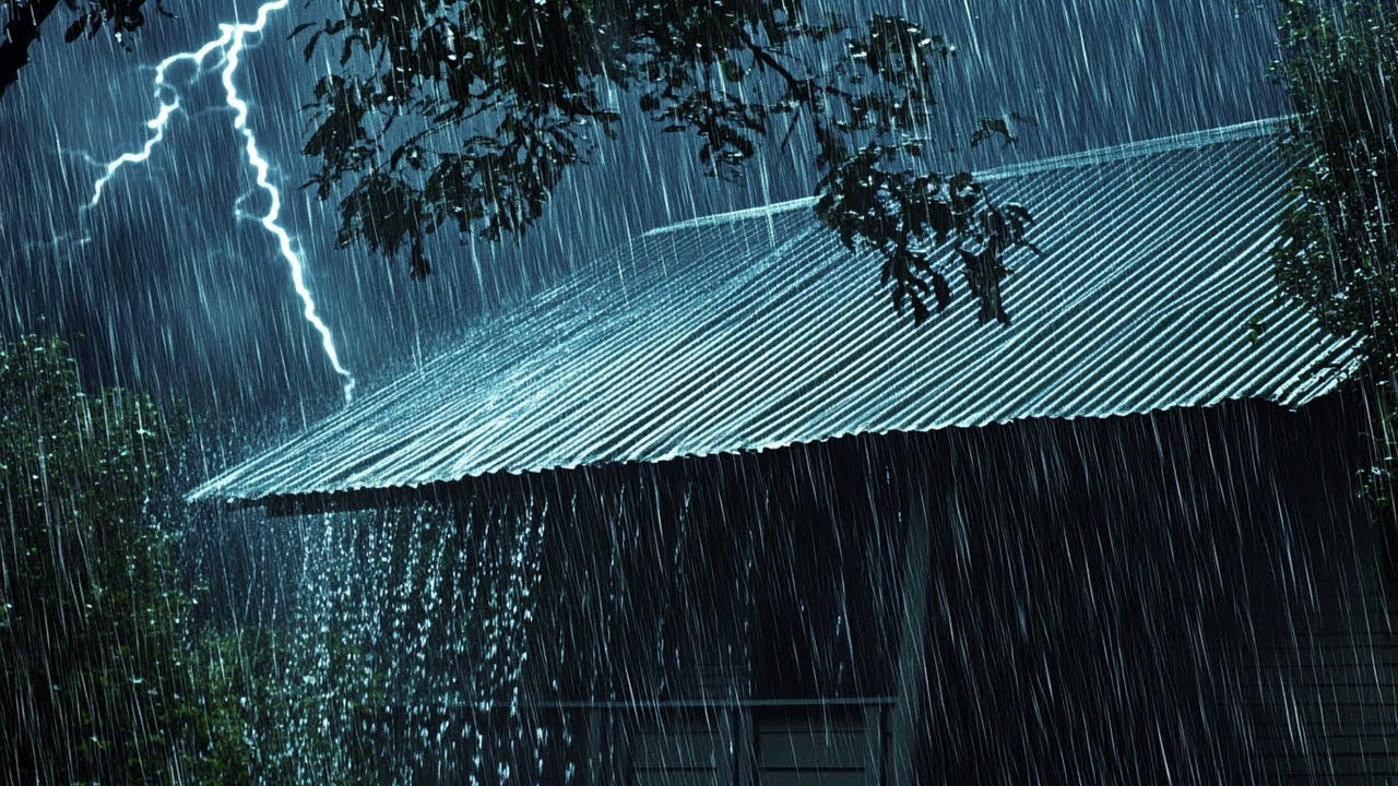 Deep Sleep ASMR with Heavy Rain & Rolling Thunder on Tin Roof | Study Focus & Stress Relief