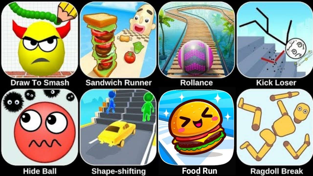 Draw To Smash, Sandwich Runner, Kick Loser, Hide Ball, Shape Shifting, Going Ball,Ragdoll Break