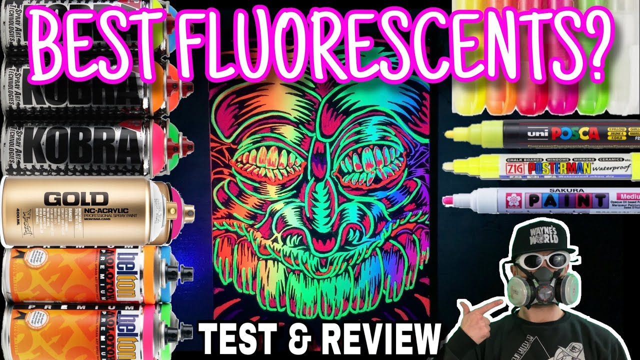 Лучшая аэрозольная краска Blacklight? Сравнительный тест Montana/Molotow/Kobra