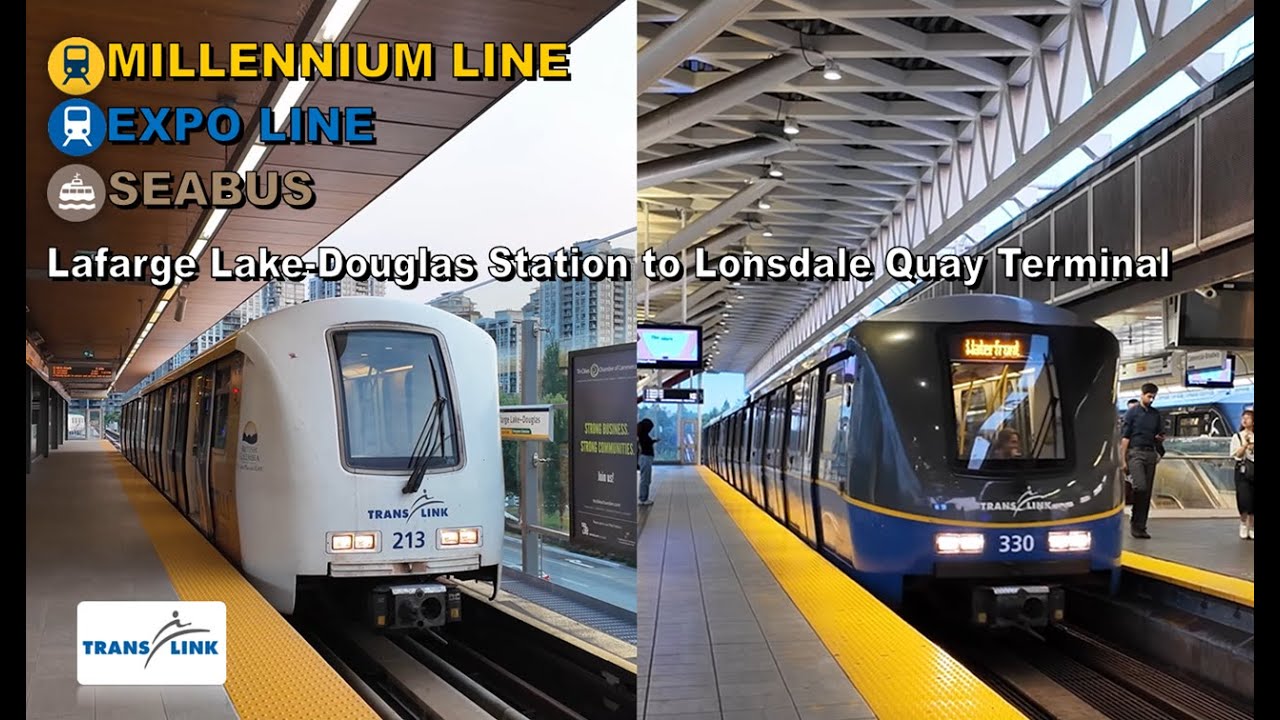 Vancouver SkyTrain POV Walk: Lafarge Lake-Douglas to Lonsdale Quay Terminal via Commercial-Broadway