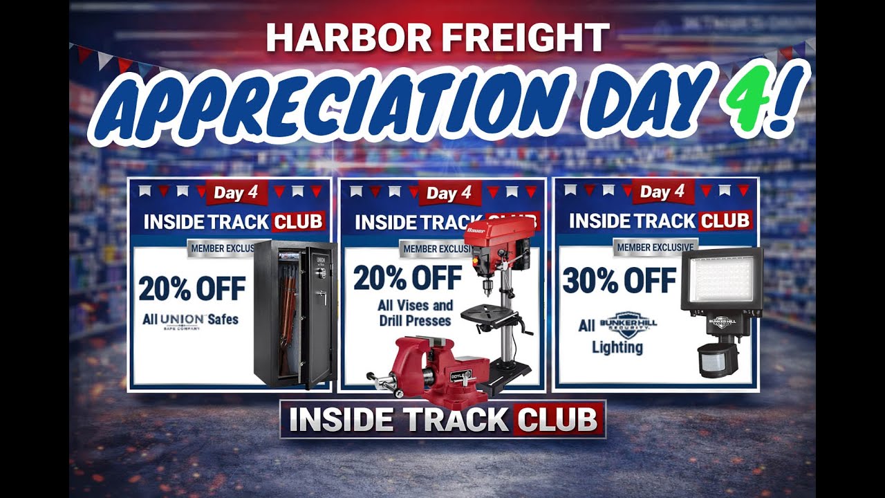 Harbor Freight ITC DEALS on Day 4! 20% off on Safes, Vices & Drill Presses