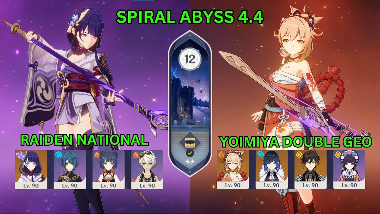 Spiral Abyss 4.4 floor 12 -  Raiden National Team & Yoimiya Double Geo