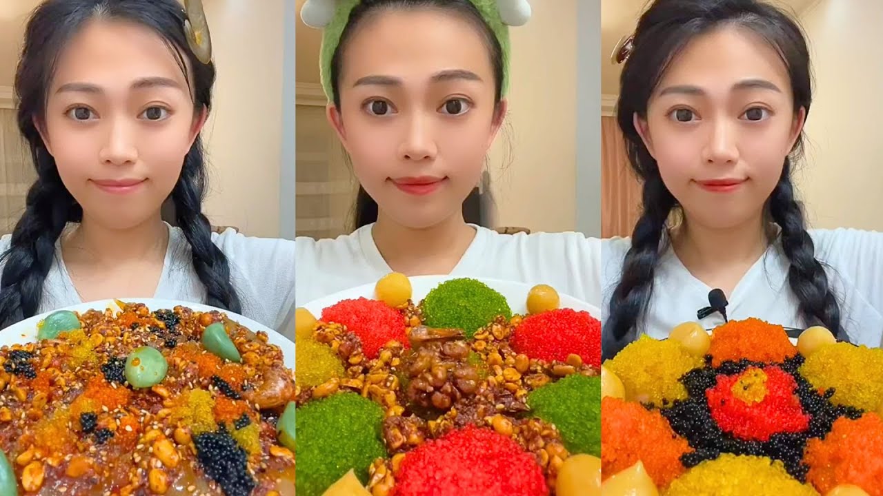 Extreme Colorful Snack ASMR Mukbang | Spicy Crunchy Egg Mix & Chinese Eating Sounds #388