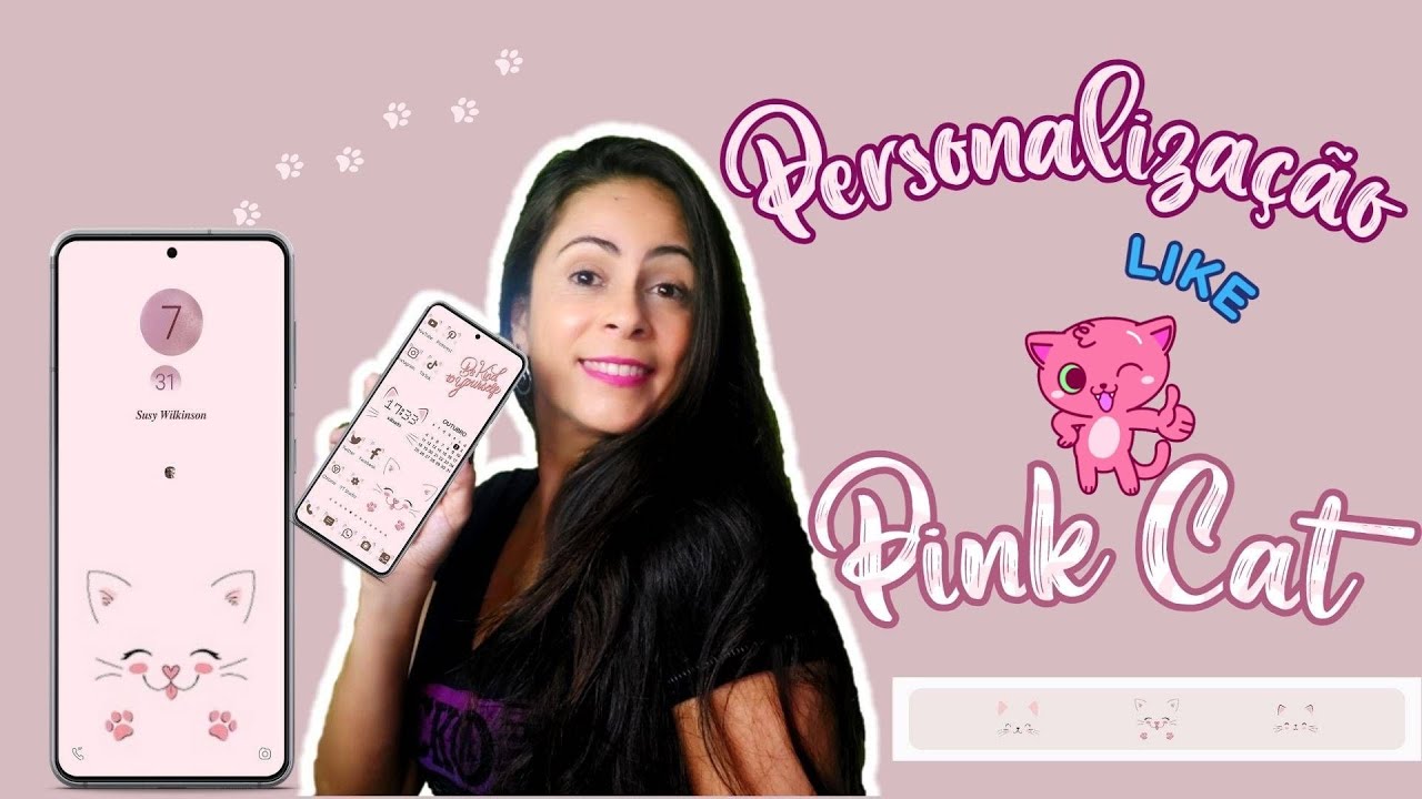 🐱 Organização PINK CAT - ANDROID e iOS | Deixe seu celular MUITO mais BONITO com essa PERSONALIZAÇÃO