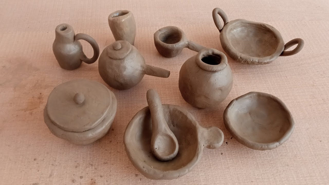 DIY miniature clay kitchen set| Mitti ka gullak making | easy way to make miniature 