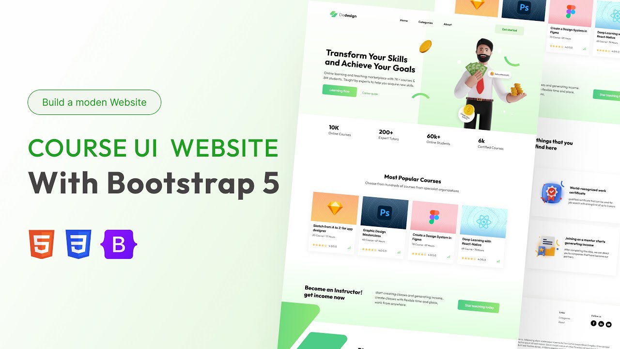 Build Course UI Website With HTML,CSS, JS & Bootstrap 5