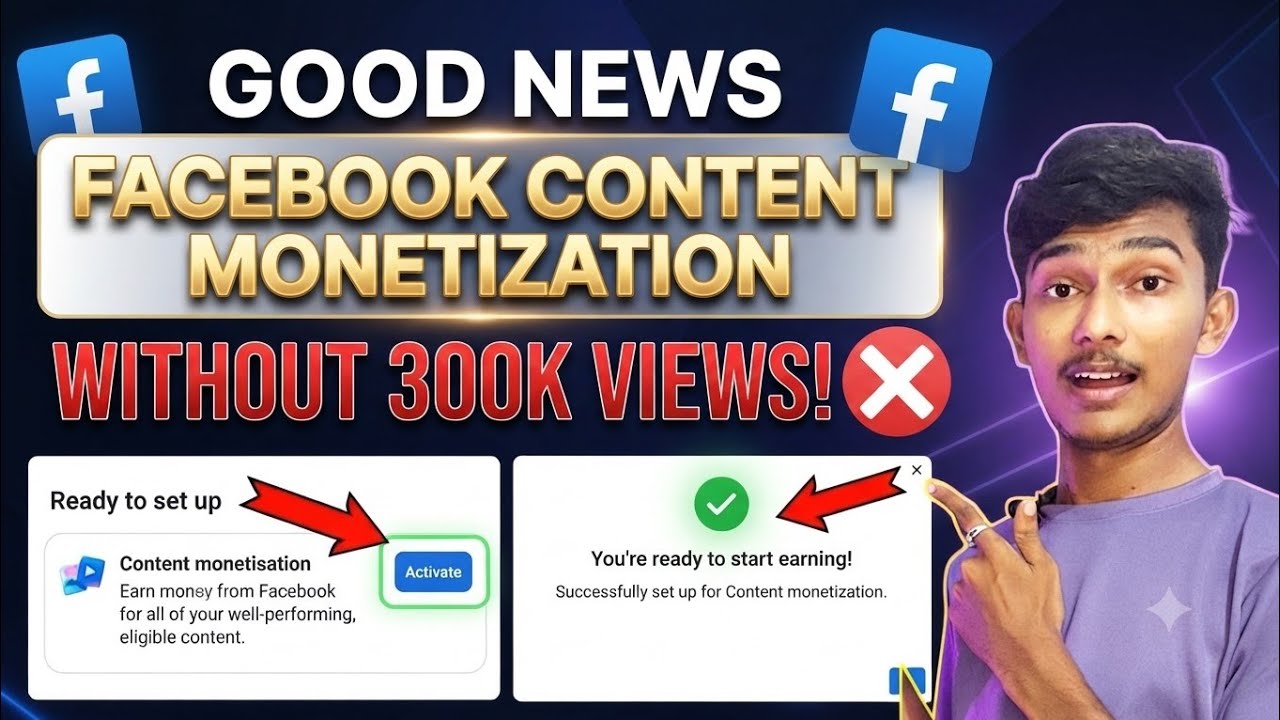 Good News 🤓 Content Monetization without 300k Views - Facebook Monetization 2026 | Fb monetize