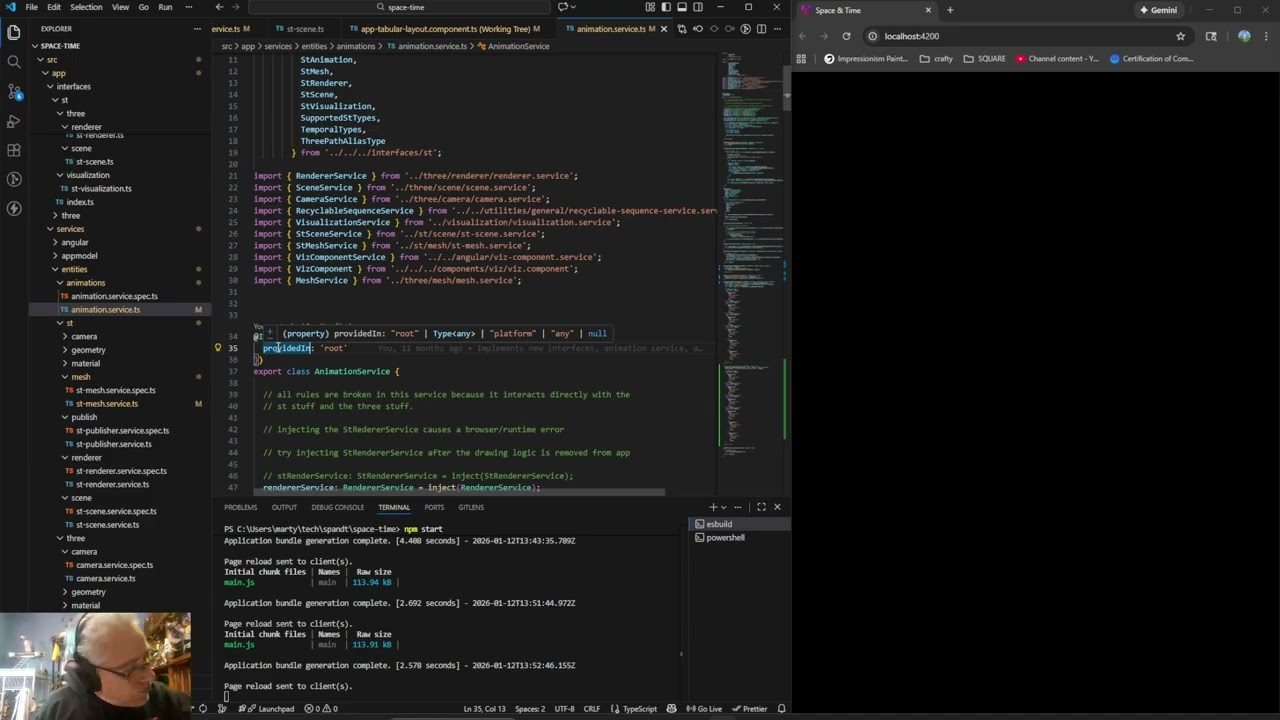 363 - ThreeJS and Angular Space And Time Application: Detour ng0200 circular dependency.