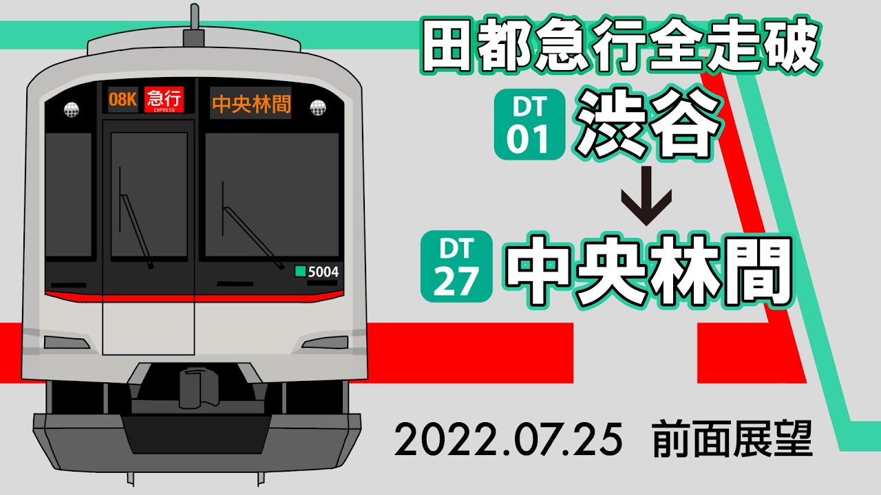【前面展望】東急田園都市線下り　急行　全走破(渋谷〜中央林間) 【5倍速】