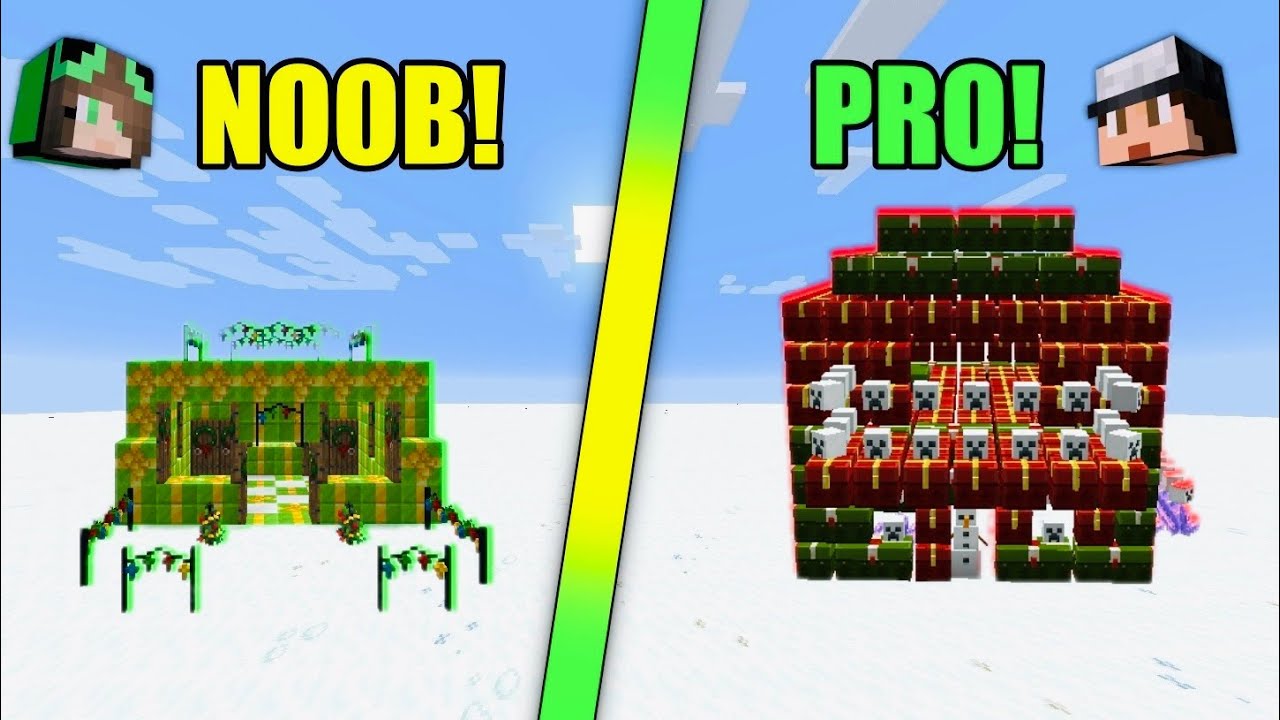 NOOB VS PRO ΧΡΙΣΤΟΥΓΕΝΝΙΑΤΙΚΟ ΣΠΙΤΙ ΜΕ 3 ΤΥΧΑΙΑ ΜΠΛΟΚΣ MINECRAFT FAMOUS GAMES