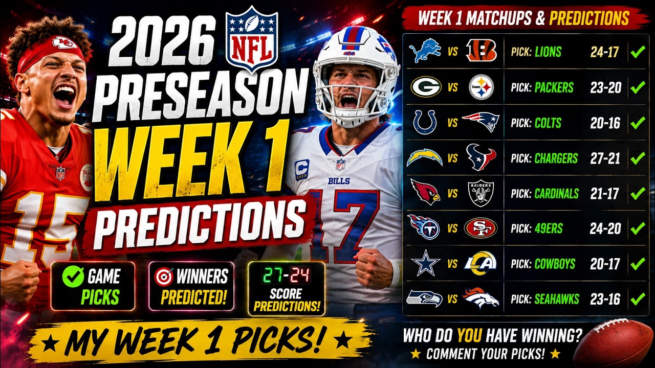 2026 NFL PRESEASON WEEK 1 GAME PICKS - FULL WEEK PREDICTIONS
