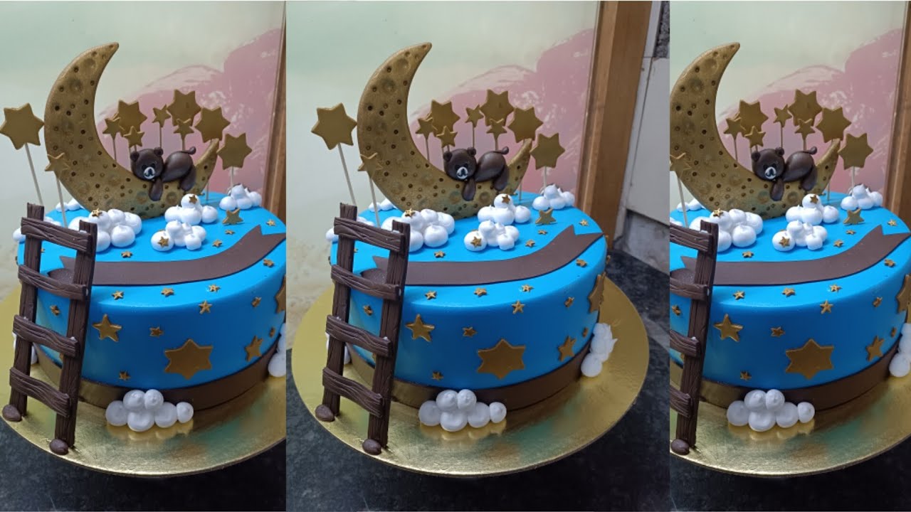 moon and Star teddy bear cake)(moon cake) moon and Star cake recipe)(teddy bear moon star cake)