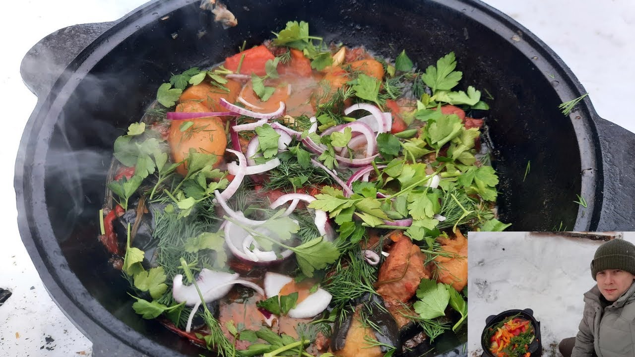 I cook dumlyama in winter in a cauldron on an open fire