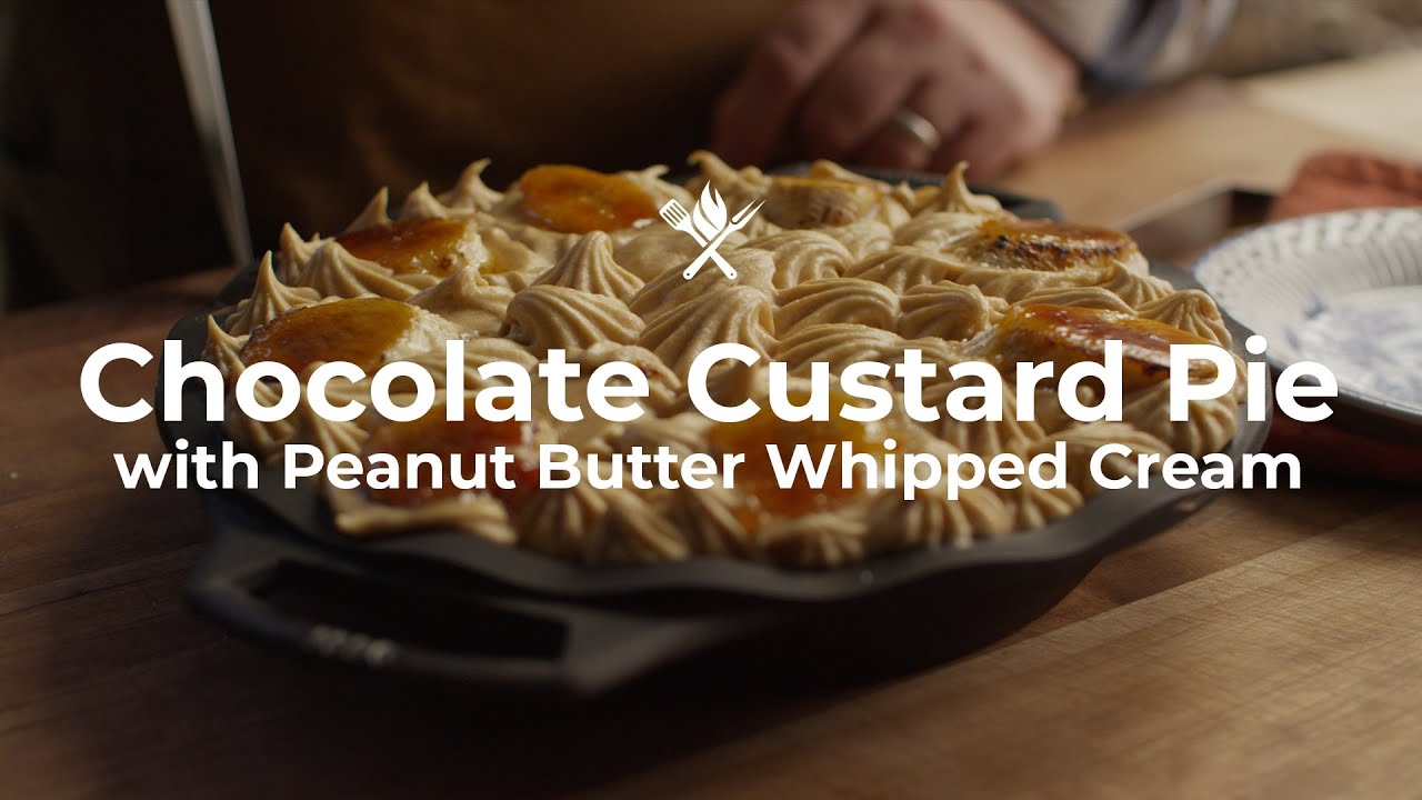 Homemade Chocolate Custard Pie Recipe | Perfect Peanut Butter Whipped Cream