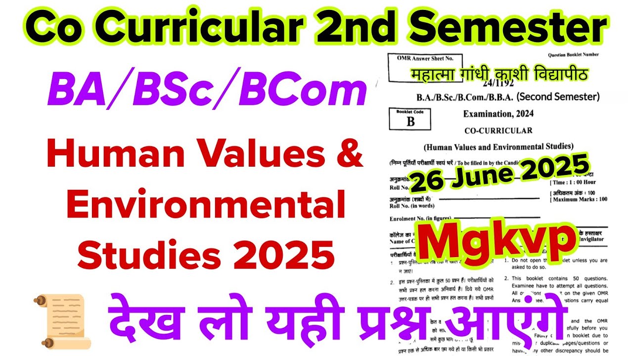 co curricular 2nd semester mgkvp | human values and environmental studies ba bsc 2nd semester 2025