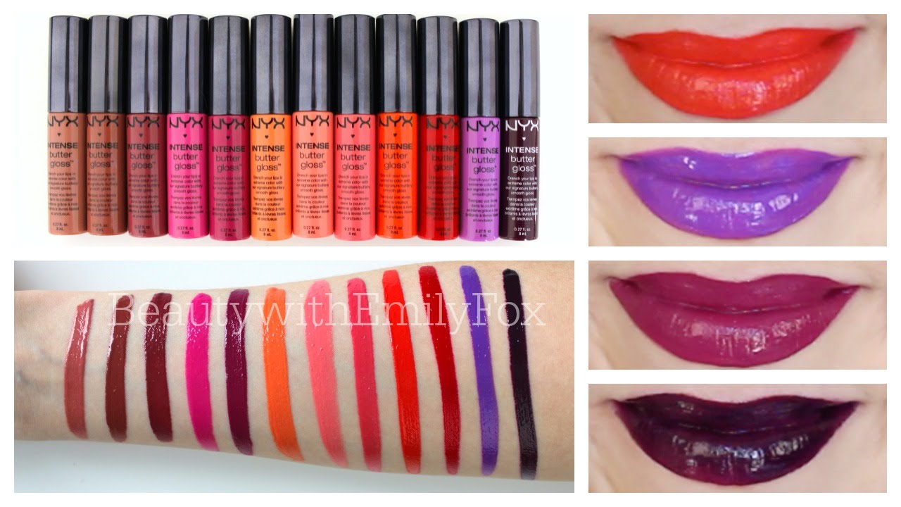 NYX Intense Butter Gloss + Lip Swatches - Beauty with Emily Fox