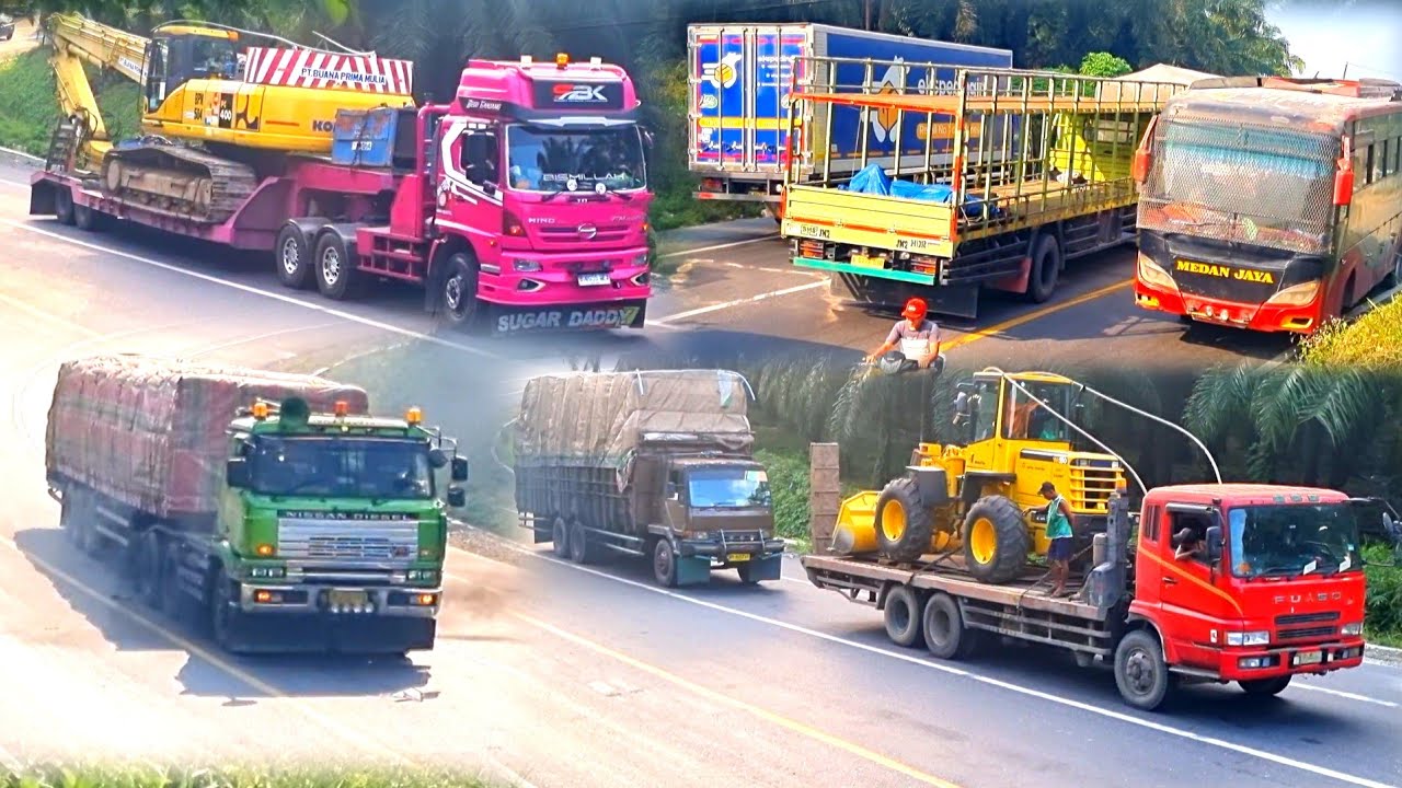 Bus Akap Terplongoh Terdiam Melihat Truck Trailer Mercy & Hino Gagal Nanjak Di Bukit Kodok
