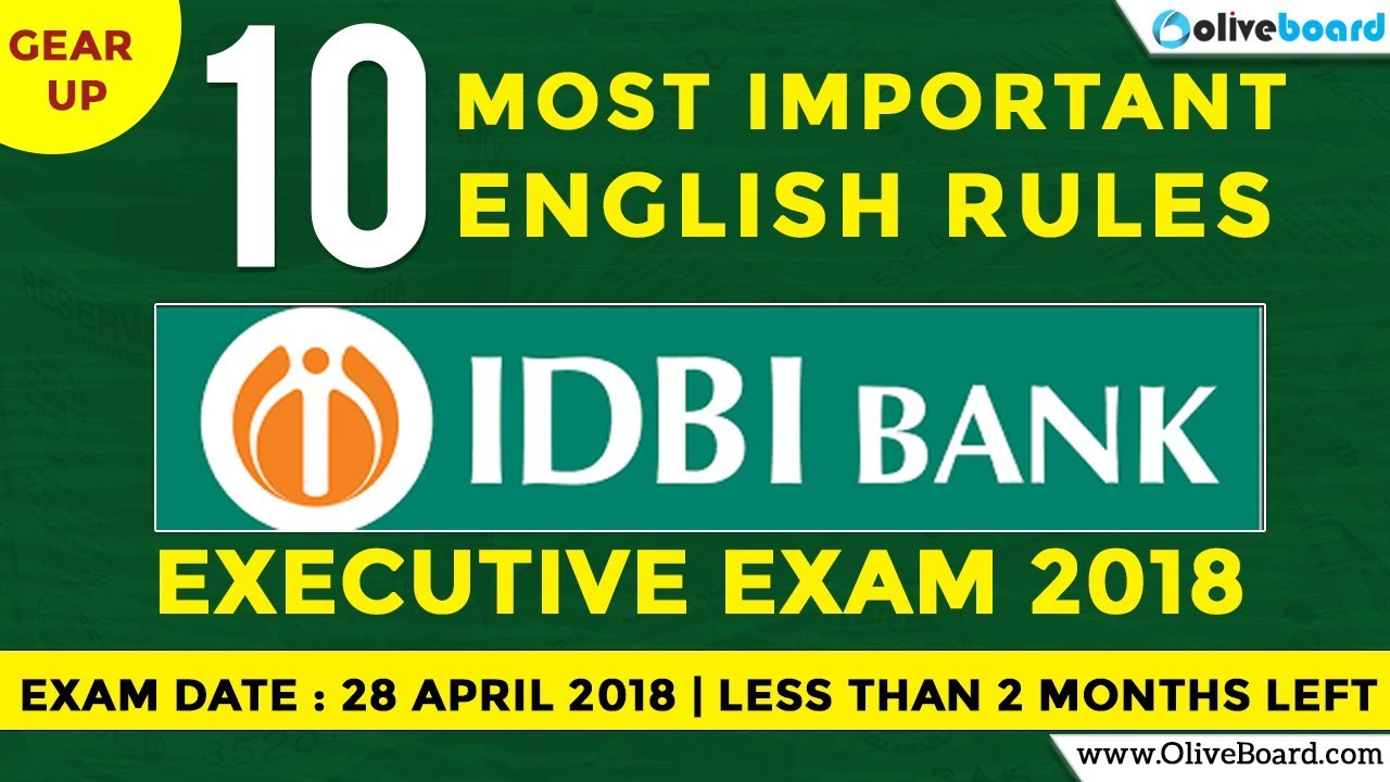 Prepare English for IDBI Bank Executive 2018 Exam | Important English Grammar 2018