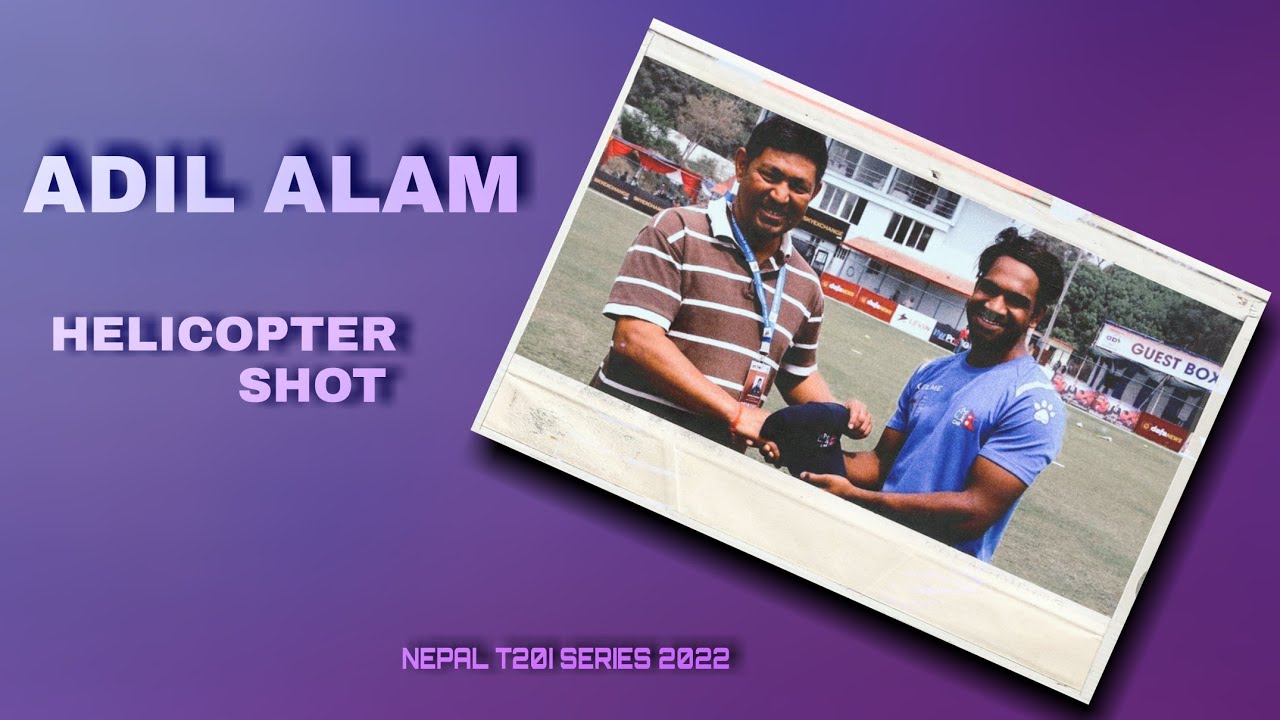 ADIL ALAM's Helicopter Shot on His Debut Match!