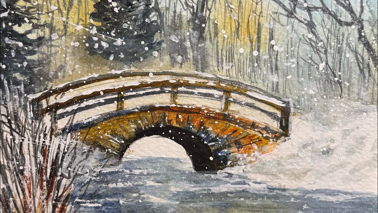 Walking through a Winter Wonderland | Watercolor Landscape Painting Process