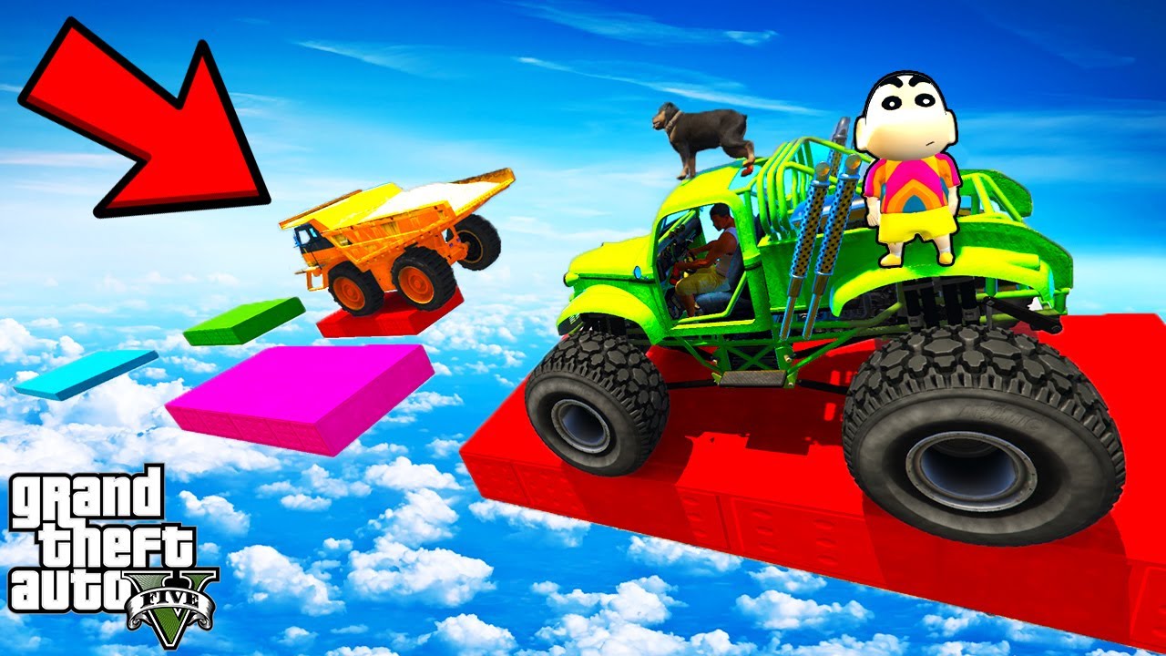 FRANKLIN TRIED THE IMPOSSIBLE WRONG WAY IS RIGHT PARKOUR RAMP CHALLENGE GTA 5 | SHINCHAN and CHOP