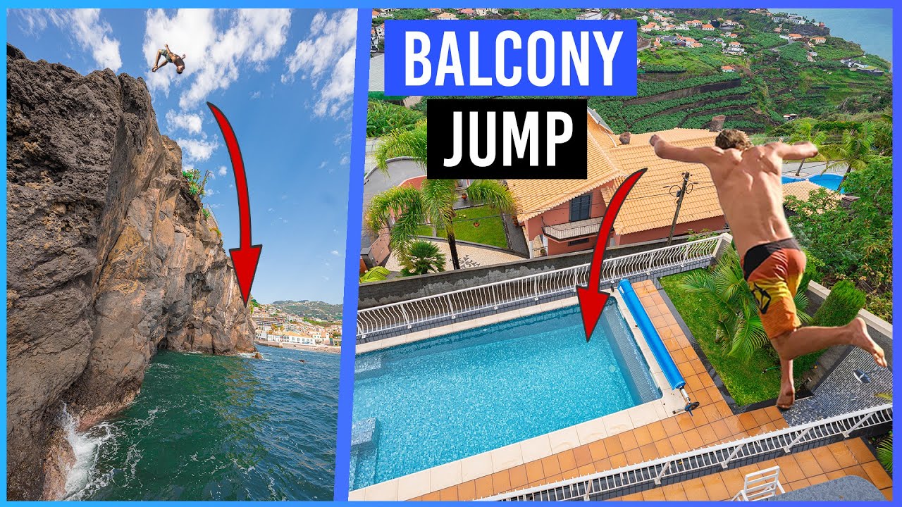 Balkon JUMP in 160cm FLACHES Wasser | Madeira Klippenspringen