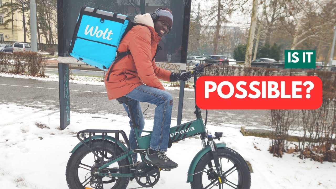 Испытание «20 заказов» на снегу! ❄️🚴 #словакия #волт