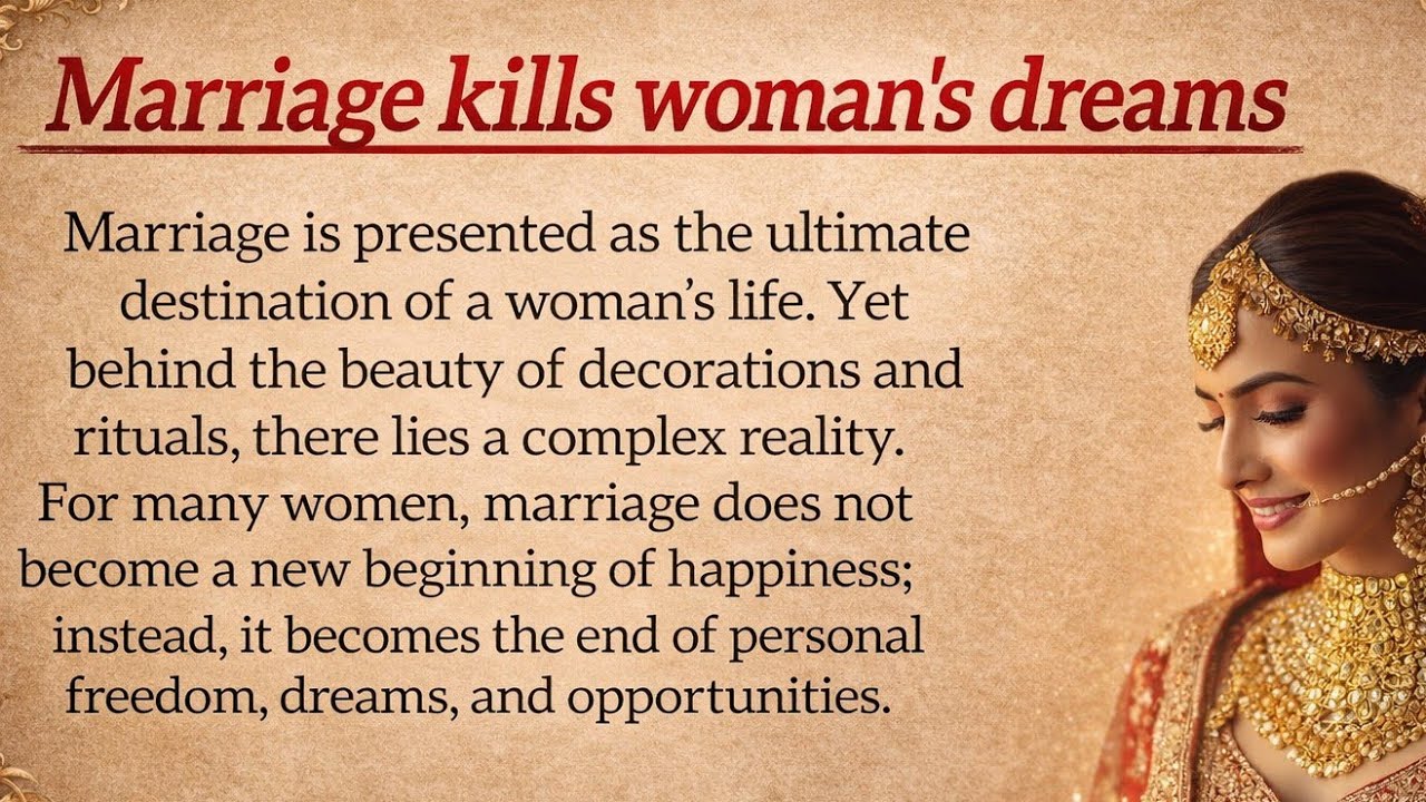 Marriage kills woman's dreams 💔// #daily #english english #practice 