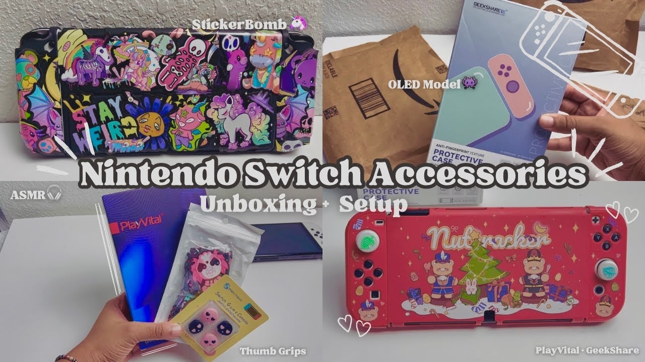 *Nintendo Switch Accessories Unboxing + Setup*  DIY Sticker Bomb Case | ASMR Unboxing | GeekShare