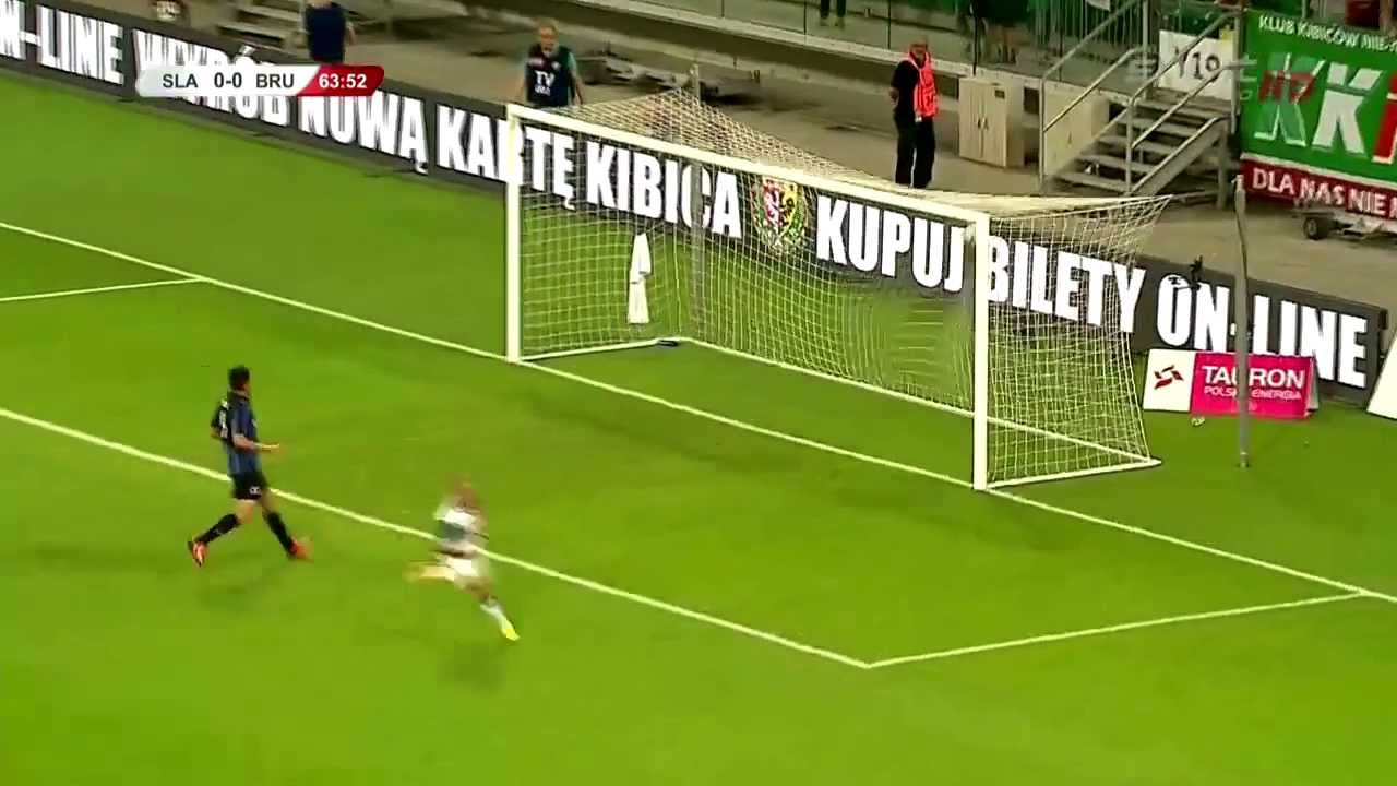 Bramka Sebino Plaku w meczu III rundy eliminacji do Ligi Europy: Ślask Wrocław-Club Brugge (