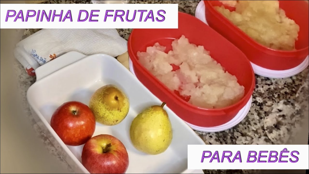 Papinha de Frutas Cozidas Maçã e Pêra para Bebês