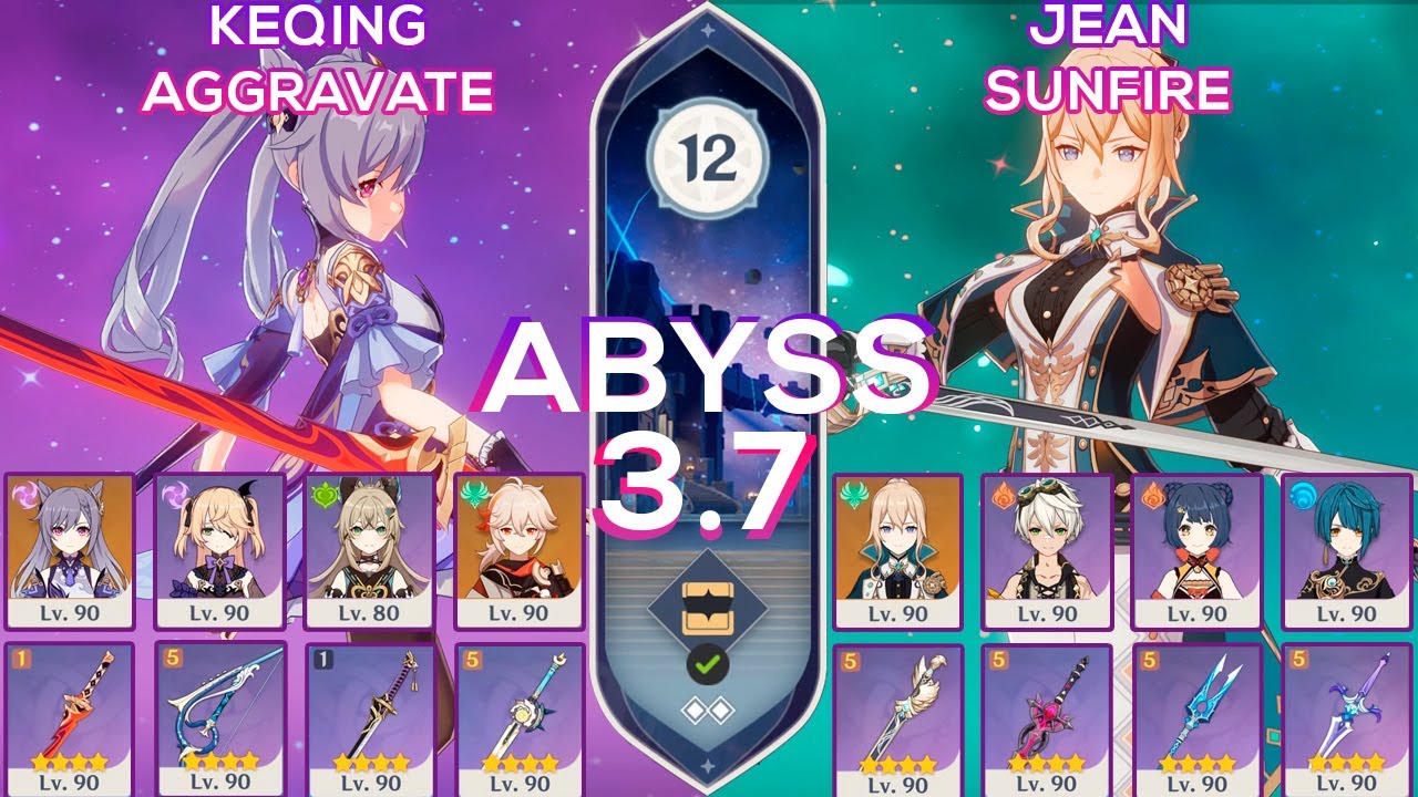 NEW Spiral Abyss 3.7 Keqing Aggravate & Jean Sunfire I Floor 12 9stars Genshin Impact