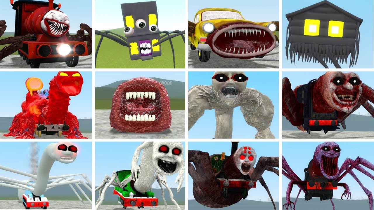CAR EATER, CHOO CHOO CHARLES, TRAIN EATER, BUS EATER, BLOOP VS ALL TREVOR HENDERSON BATTLE In GMOD!
