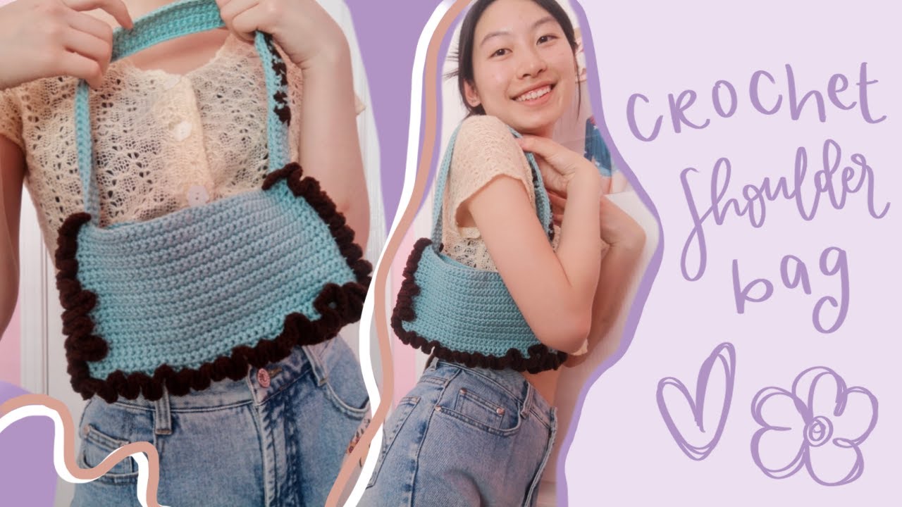 crochet ruffled shoulder bag tutorial