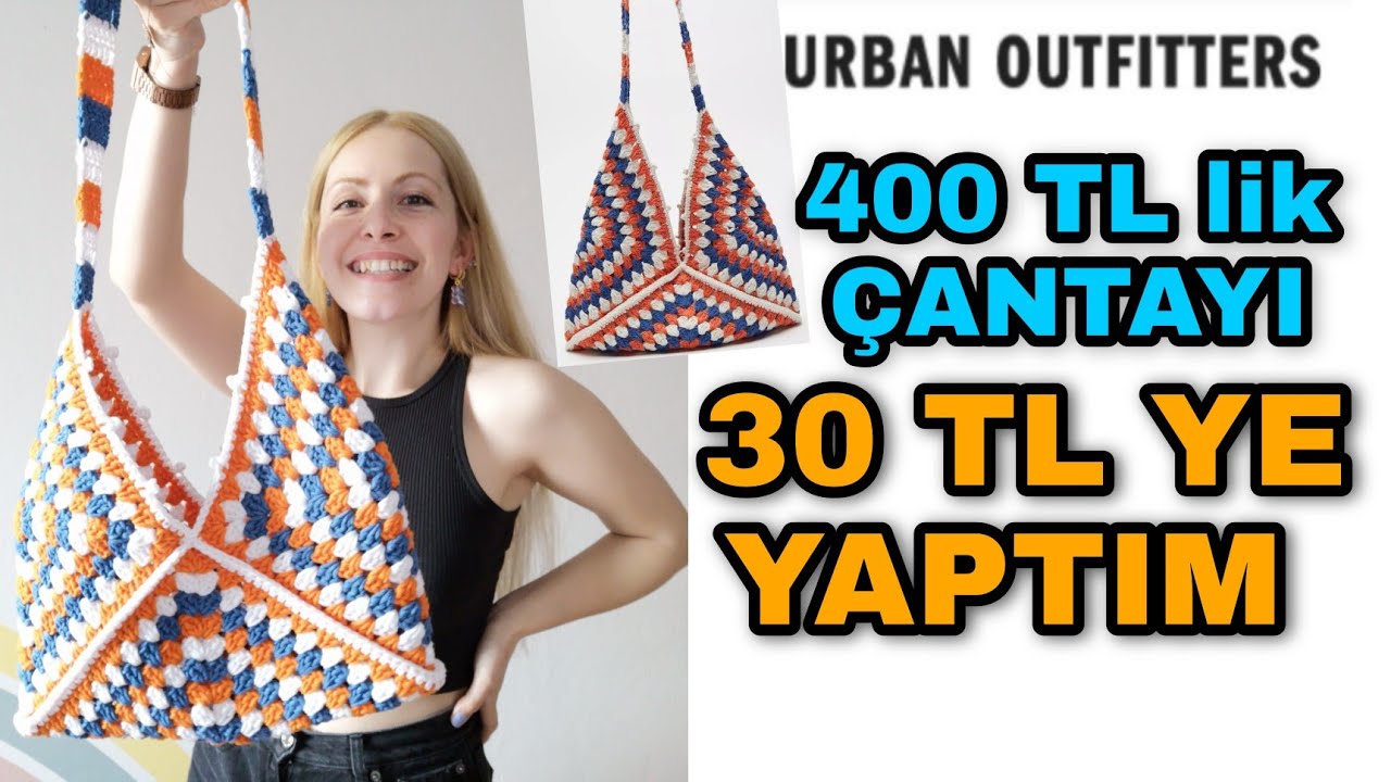 400 TL 'lik URBAN OUTFİTTERS ÇANTAYI 30 TL ye YAPTIM 🤩 | Challenge | Easy Crochet Bag Tutorial