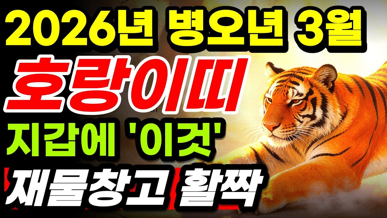 2026년 병오년 3월 호랑이띠 운세 지갑에 이것 넣으면 재물창고가 활짝 열립니다