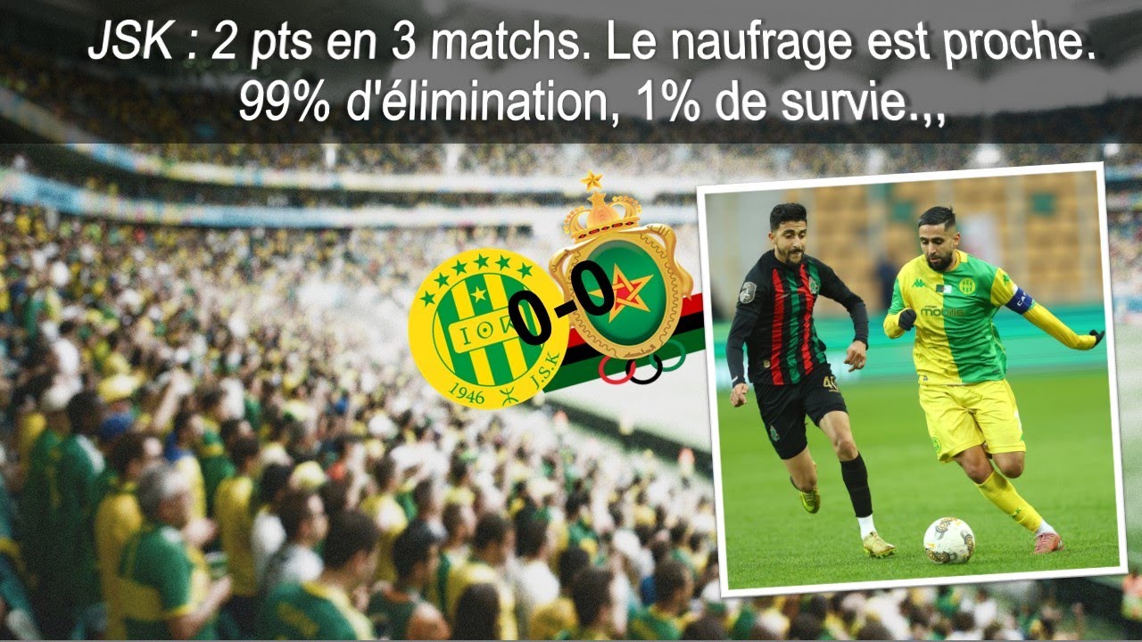 JSK : 2 pts en 3 matchs. Le naufrage est proche. 99% d'élimination, 1% de survie..