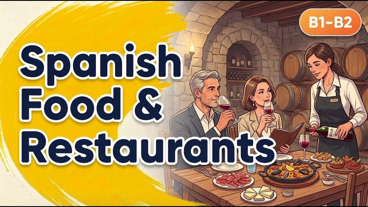 🎥 Learn Spanish Food & Restaurants | Intermediate Spanish B1-B2