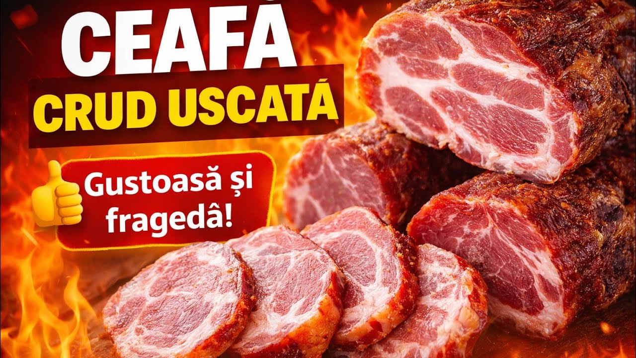Ceafă de porc crud uscata preparata sărată și maturata făcut &icirc;n casa , un deliciu 😊