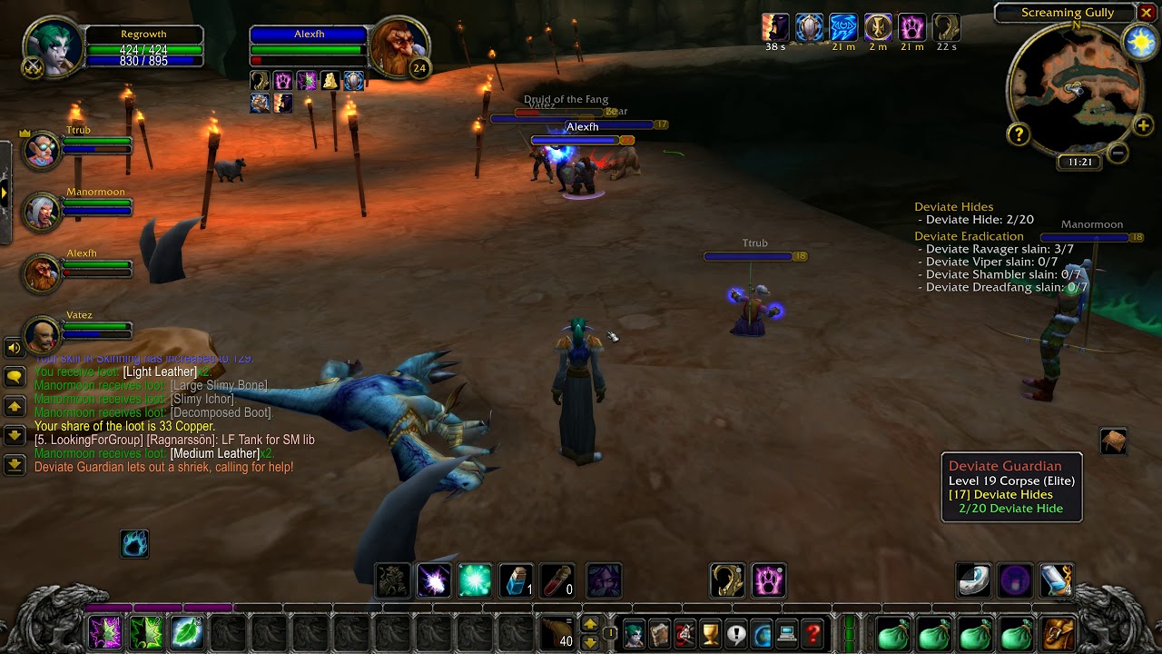 18 resto druid doing Wailing Caverns (World Of Warcraft classic)