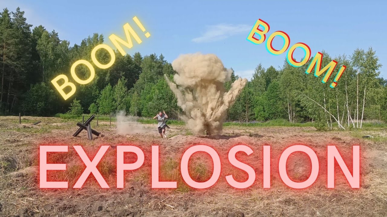Movie EXPLOSION. Air cannons tests. Creating  special effect explosion.