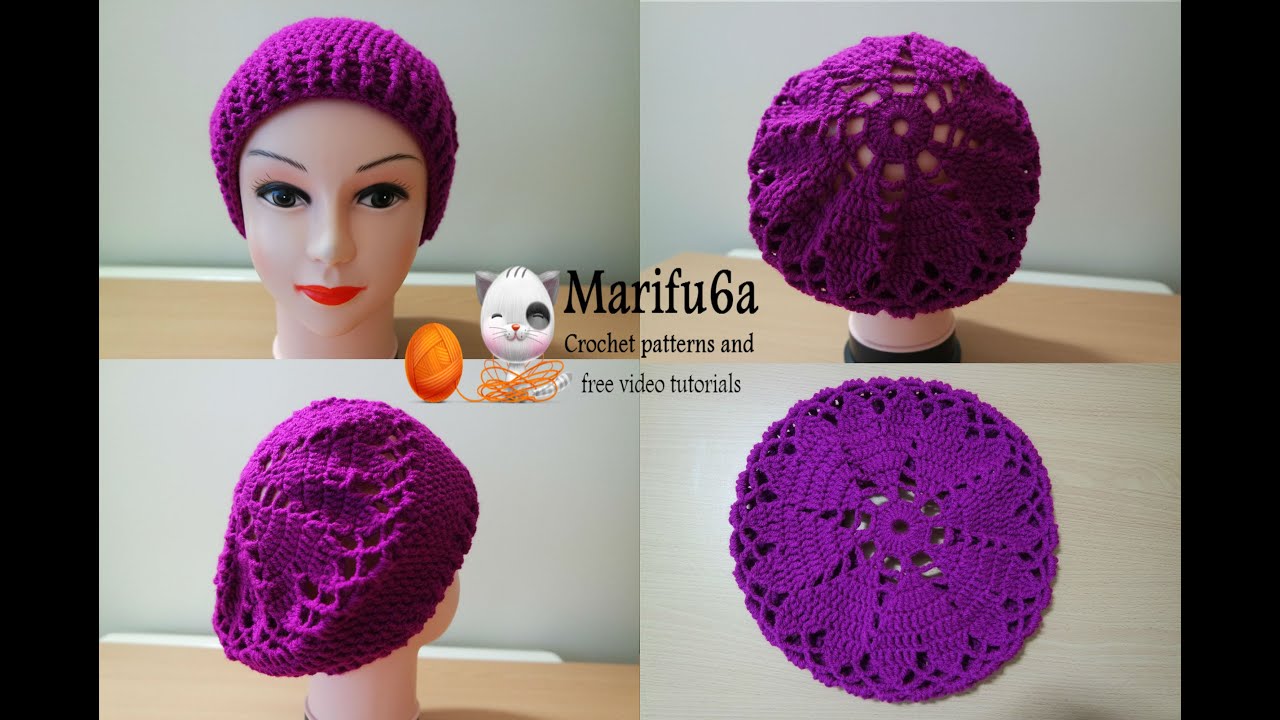 How to crochet hearts beret hat