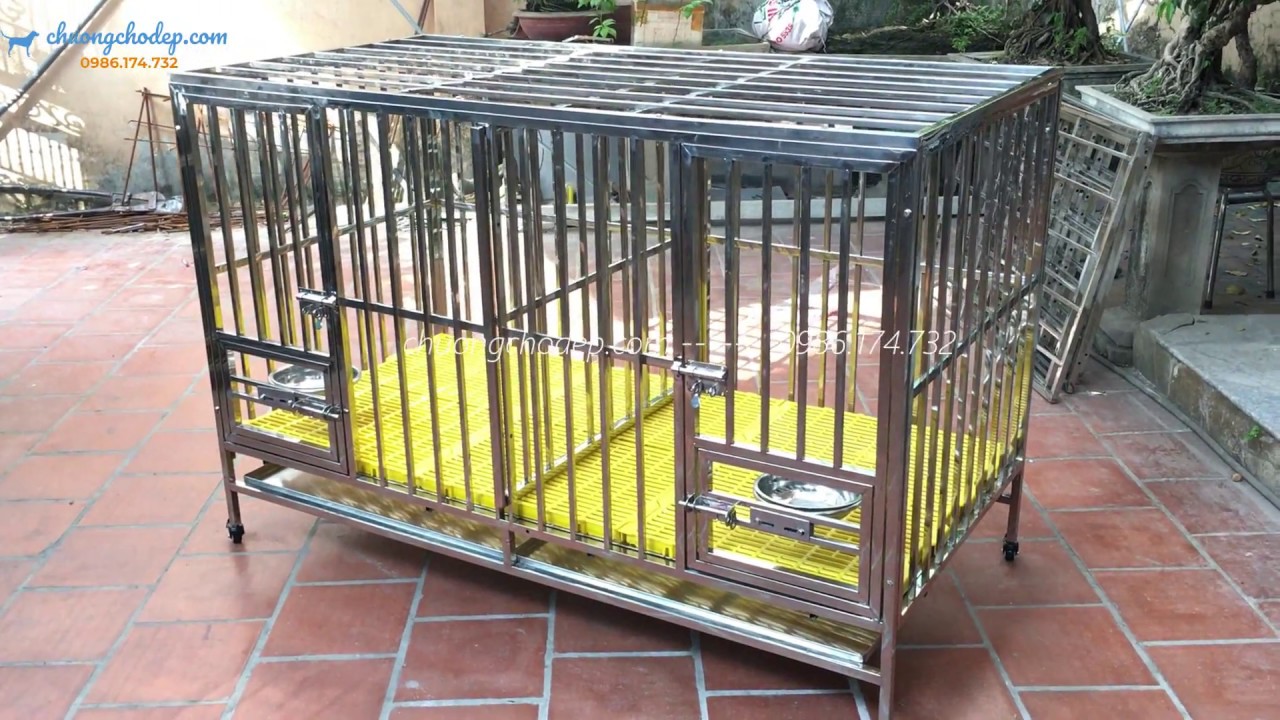 Chuồng chó inox 2 ngăn. Chuồng lắp ghép, đẹp rẻ tại Hà Nội và TpHCM