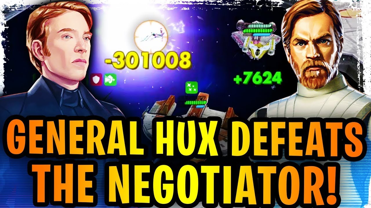 General Hux's Finalizer Defeats Kenobi's Negotiator! Best Offensive Ship in Galaxy of Heroes!
