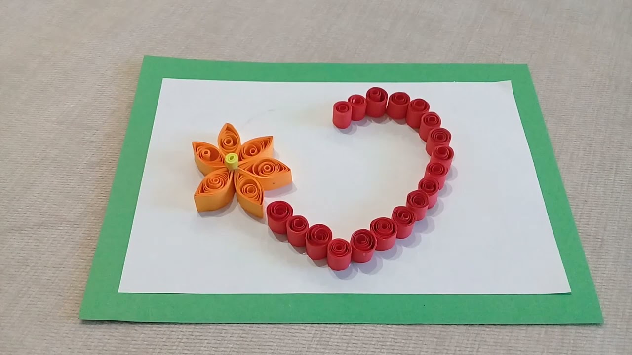 DIY:Валентинка квілінг для початківців.Листівка до Дня святого Валентина своїми руками. Quilling